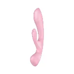 Двосторонній вібратор-кролик Satisfyer Triple Oh Pink, 3 мотори, руків’я-масажер - мініатюра 1