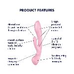 Двосторонній вібратор-кролик Satisfyer Triple Oh Pink, 3 мотори, руків’я-масажер - мініатюра 7