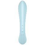 Двосторонній вібратор-кролик Satisfyer Triple Oh Light Blue, 3 мотори, руків’я-масажер - мініатюра 3