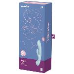 Двосторонній вібратор-кролик Satisfyer Triple Oh Light Blue, 3 мотори, руків’я-масажер - мініатюра 4