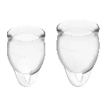 Набір менструальних чаш Satisfyer Feel Confident (Transparent), 15мл та 20мл, мішечок для зберігання - мініатюра 1
