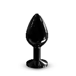 Металева анальна пробка з кристалом Dorcel Diamond Plug Black M - мініатюра 1