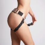 Труси для страпона Strap-On-Me Leatherette Harness Curious  Holographic Rose Gold - мініатюра 3