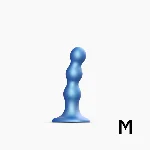Насадка для страпона Strap-On-Me Dildo Plug Balls Blue Metallic M - мініатюра 1