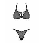Напівпрозорий комплект Obsessive Celia Noir 2-pcs set M/L, бюстгальтер, стрінги - мініатюра 3