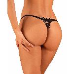 Прозорі стрінги з доступом Obsessive Celia Noir crotchless thong XS/S - мініатюра 4
