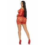 Сукня-сітка з сердечками Leg Avenue Heart net mini dress Red, зав’язки, відкриті плечі, one size - мініатюра 6