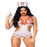 Костюм медсестри Leg Avenue Naughty Nurse, one size, боді та шапочка - мініатюра 1