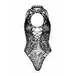 Leg Avenue Net and lace halter bodysuit OS Black - мініатюра 11