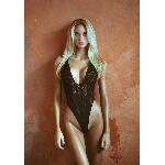 Мереживне боді Leg Avenue Floral lace thong teddy Black, шнурівка на грудях, one size - мініатюра 3