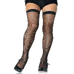Панчохи-сітка Leg Avenue Nylon Fishnet Thigh Highs One size, Black, дрібна сітка - мініатюра 1