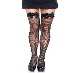 Панчохи-сітка з атласним бантиком Leg Avenue Fishnet Thigh Highs With Bow One size, Black - мініатюра 1