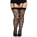 Ажурні панчохи із сердечками Leg Avenue Heart Black, one size - мініатюра 1
