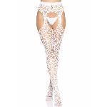 Ажурні колготки із сердечками Leg Avenue Heart White, one size, імітація панчіх - мініатюра 3
