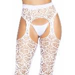 Ажурні колготки із сердечками Leg Avenue Heart White, one size, імітація панчіх - мініатюра 6