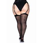 Прозорі панчохи зі швом Leg Avenue Sheer backseam stockings Black, plus size - мініатюра 3