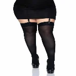 Щільні непрозорі панчохи Leg Avenue Nylon Thigh Highs Black, plus size - мініатюра 1