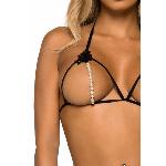 Leg Avenue Open cup bra and pearl panty OS Black - мініатюра 7