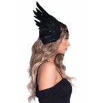 Пов’язка на голову з крилами Leg Avenue Feather headband Black, пір’я та натуральна шкіра - мініатюра 3