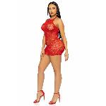 Сукня-сітка зі стразами Leg Avenue Rhinestone halter mini dress Red, відкрита спина, one size - мініатюра 9