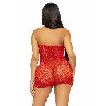 Сукня-сітка зі стразами Leg Avenue Rhinestone halter mini dress Red, відкрита спина, one size - мініатюра 2