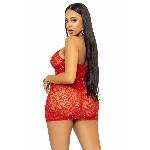 Сукня-сітка зі стразами Leg Avenue Rhinestone halter mini dress Red, відкрита спина, one size - мініатюра 5