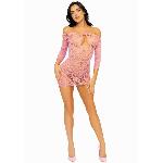 Сукня-сітка з сердечками Leg Avenue Heart net mini dress Pink, зав’язки, відкриті плечі, one size - мініатюра 5