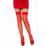 Панчохи-сітка Leg Avenue Nylon Fishnet Thigh Highs One size, Red, дрібна сітка - мініатюра 2