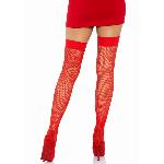 Панчохи-сітка з атласним бантиком Leg Avenue Fishnet Thigh Highs With Bow One size, Red - мініатюра 2