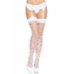 Панчохи-сітка зі швом Leg Avenue Backseam Thigh Highs White, one size - мініатюра 3