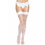 Панчохи-сітка зі швом Leg Avenue Backseam Thigh Highs White, one size - мініатюра 5