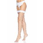 Панчохи у велику сітку Leg Avenue Fence Net Thigh Highs White, one size - мініатюра 3