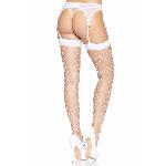 Панчохи у велику сітку Leg Avenue Fence Net Thigh Highs White, one size - мініатюра 4