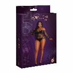 Сітчасте боді зі стразами Moonlight Plus Model 09 XL-XXXL Black, відкриті плечі - мініатюра 5