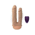 Подвійний фалоімітатор з вібрацією SilexD Double Gusto Vibro Flesh (Model 1 size 8" & 7") + LRS, діаметр 4,5 см та 3,7 см - мініатюра 1