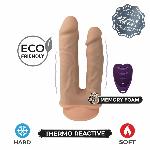 Подвійний фалоімітатор з вібрацією SilexD Double Gusto Vibro Flesh (Model 1 size 8" & 7") + LRS, діаметр 4,5 см та 3,7 см - мініатюра 5