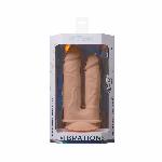Подвійний фалоімітатор з вібрацією SilexD Double Gusto Vibro Flesh (Model 1 size 8" & 7") + LRS, діаметр 4,5 см та 3,7 см - мініатюра 6