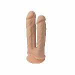 Подвійний фалоімітатор з вібрацією SilexD Double Gusto Vibro Flesh (Model 1 size 8" & 7") + LRS, діаметр 4,5 см та 3,7 см - мініатюра 2