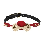 Розкішний силіконовий кляп Zalo Silicone Ball Gag Red, кристал Swarovski, шкіряний ремінець - мініатюра 1