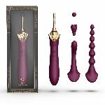 Мультифункціональний вібратор Zalo — Bess 2 Velvet Purple, 4 насадки, підігрів - мініатюра 2