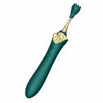 Мультифункціональний вібратор Zalo — Bess 2 Turquoise Green, 4 насадки, підігрів - мініатюра 5