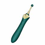 Мультифункціональний вібратор Zalo — Bess 2 Turquoise Green, 4 насадки, підігрів - мініатюра 4