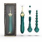 Мультифункціональний вібратор Zalo — Bess 2 Turquoise Green, 4 насадки, підігрів - мініатюра 2