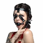 Маска-збруя з кляпом Feral Feelings Head Harness, шкіра - мініатюра 1