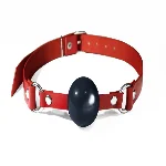Кляп силіконовий Feral Feelings Silicon Ball Gag Red/Black, червоний ремінець, чорна кулька - мініатюра 1
