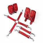 Набір для БДСМ Feral Feelings BDSM Kit 3 Red, наручники, поножі, хрестовина - мініатюра 1
