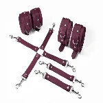 Набір для БДСМ Feral Feelings BDSM Kit 3 Burgundy, наручники, поножі, хрестовина - мініатюра 1