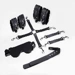 Набір Feral Feelings BDSM Kit 5 Black, наручники, поножі, хрестовина, маска, падл - мініатюра 1