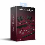Набір Feral Feelings BDSM Kit 7 Black, наручники, поножі, конектор, маска, падл, кляп, затискачі - мініатюра 2