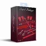 Набір Feral Feelings BDSM Kit 7 Red, наручники, поножі, конектор, маска, падл, кляп, затискачі - мініатюра 2